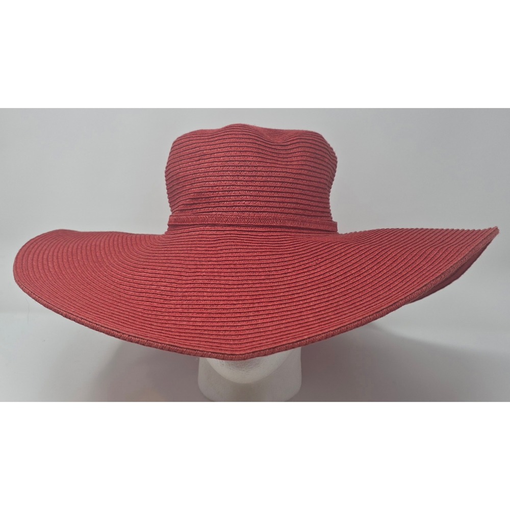 San Diego Hat Co Sun Hat Womens 7 1/8 57 Red Wide Brim Straw Paper Blend